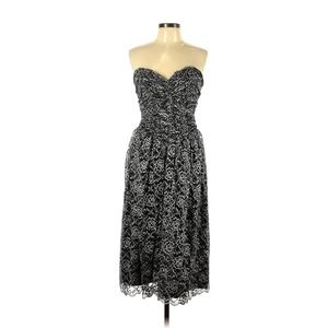 Vintage 50s 60s Black Silver Sparkle Strapless Dress Size 10 Dorothy Bullitt